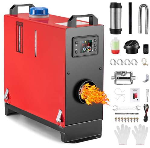 Calentador diésel todo en uno de 5 kW, calentador de combustible para estacionamiento de 12 V/24 V, calentador de aire nocturno con silenciador premium, control remoto inteligente actualizado para c