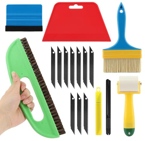 Wallpaper Smoothing Tool kit Wallpaper Tools Kits with Felt Squeegee Wallpapers Smoothing Brush, for Applying Peel and Stick Wallpapers,Smoothing Vinyl Backsplash Tile(colorful,Size:multi sizes)