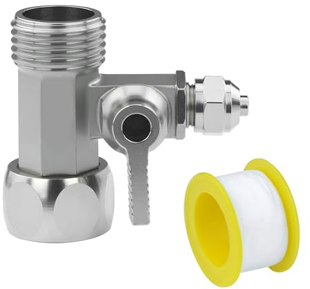 JRSHIRLEYLTD Adaptateur de raccordement d'eau en T - 3/8 x 3/8 x 1/4 - Adaptateur de vanne d'arrêt - Raccord d'eau - Répartiteur de tuyau d'arrosage - Robinet d'arrêt de 2 appareils