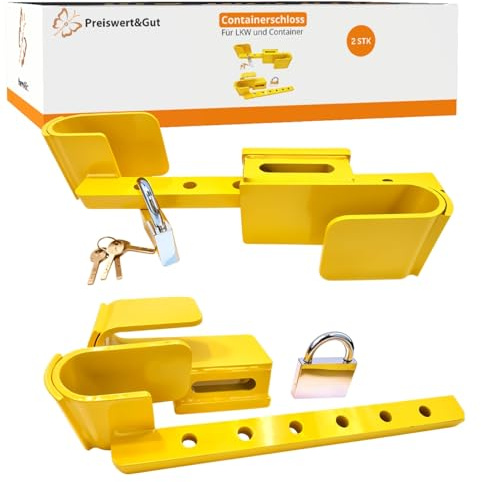 2 STK Containerschloss ausziehbar 23 bis 42 cm gehärteter Stahl LKW | Container Schloss für Containerstangen, Doppelflügeltüren, Seecontainer und Baucontainer, als Diebstahlsicherung