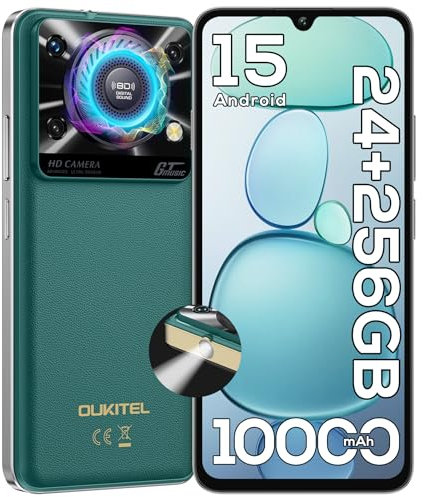 OUKITEL C60 PRO Android 15 Mobile Phones(307g)-10000mAh Battery, 24GB+256GB/1TB, 6.88 Display Smartphone, 110dB Speaker, 120LM Flashlight, 13MP Camera, 4G Dual SIM Free Phone Unlocked, NFC/GPS/OTG