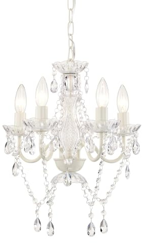 Alighting Moderner Kleiner Kronleuchter in Weiß – 4-Flammige Pendelleuchte Ø 41 cm, Elegante Deckenlampe für Kleine Räume, Schlafzimmer, Flur, Esszimmer