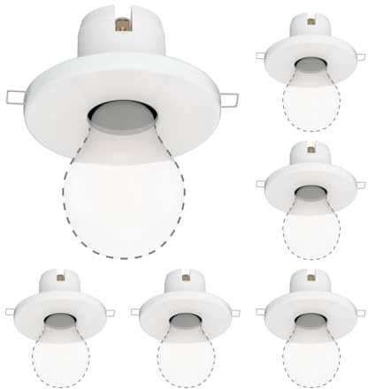 ledscom.de 6x Deckeneinbauleuchte TELA, Porzellan, weiß glänzend, rund, 99mm Ø, 1x E27 max. 60W
