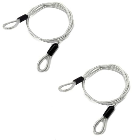 Wjelet 2 cables de acero con ojales, 1,5 m x 5 mm de diámetro, cable de acero inoxidable, con ojales, revestimiento duradero, para antirrobo, muebles de jardín, bicicletas, muebles de terraza (2)