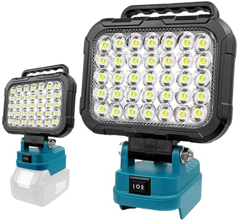 LED-batterilampa för Makita 14,4 V-18 V LXT (inget batteri), LED-strålkastare strålkastare, byggarbetsplat, 105 W garagelampa, batteri arbet med dubbel USB-laddningsport (inget batteri)