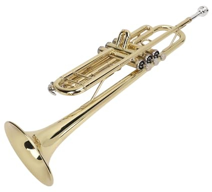 Keenso Bb Trumpet Brass Instrument, Professional Bb Trumpet Kit with Cleaning Set & Gloves for Beginners Students Band Practice, with Polished Mouthpiece, Valve Oil, Storage Box, for (Gold)