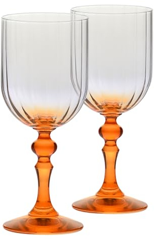 Vinglas KROSNO 300 ml med orange fot, set om 2 – för rött och vitt vin, mocktails och vatten – blyfritt kristallglas – tål diskmaskin – Celebration Moments Bubble