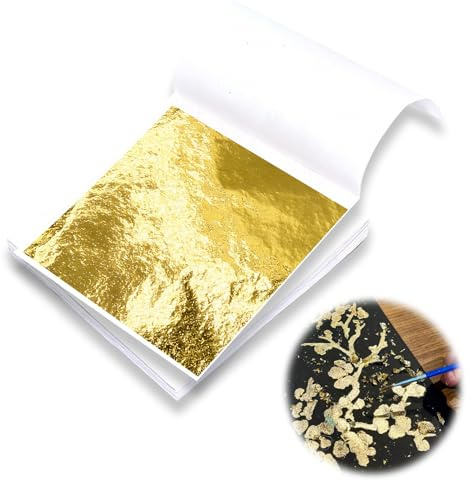 200 hojas de imitación de hoja de oro para bricolaje, 8,5 x 8 cm, decoración artesanal, proyecto de creación de bricolaje, accesorio para pintura, escultura, artesanía