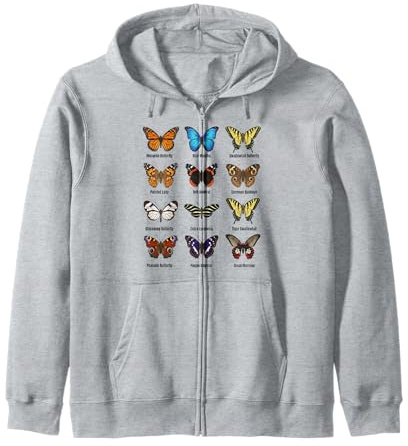 Types de Papillons, Tableau des espèces de Papillons Sweat à Capuche