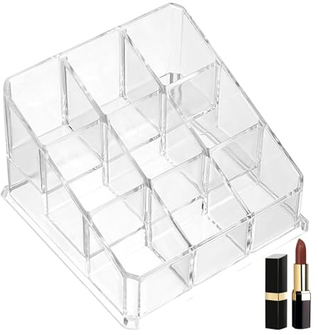 Soporte para lápiz labial – organizador de acrílico transparente con 9/24/36/40 compartimentos, de almacenamiento cosmético de oficina, organizador de maquillaje duradero, fácil de ,