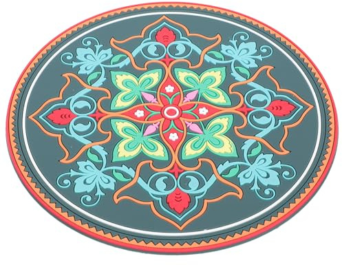 TOGEVAL Cuscino per Ciotola Sonora da Meditazione Ricamo Arrotondato, Tappetino Protettivo in PVC per Yoga e Pratiche Buddiste