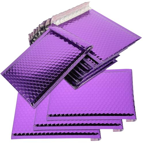 Lurrose 10pcs Purple Padded Mailers Self Seal Shipping Envelopes 18x23cm Thickened Aluminum Foil Cushioning Wrap Bags for Phone Case Packaging
