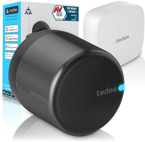tedee GO2 Alu Cerradura inteligente con WiFi y Bluetooth | Aplicación para Acceso Remoto | Cerradura Inteligente con Desbloqueo automático | Alexa, Google Home, Apple HomeKit, SmartThings | Matter