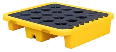 XBTGS Palé industrial de contención de derrames con rejilla, diseño modular apilable para prevención de fugas de aceite y productos químicos en almacenes y fábricas, amarillo-72*, amarillo-72 x 72 x