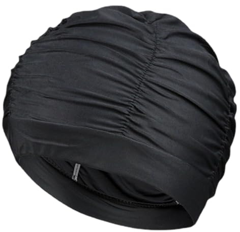 Cuffia da Bagno Donna Adulto, Cuffia da Bagno in Nylon Pieghettato Elastico, da Comfort ad Asciugatura Rapida per Donne, Uomini, Capelli Lunghi