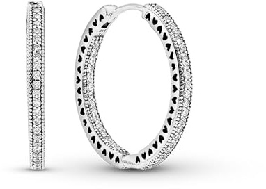 Pandora Signature Creolen Funkeln und Herzen, 14-karätig Roségold-vergoldet, mit klarem Cubic Zirkonia, 20 mm