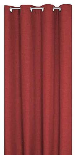 Haus und Deko Vorhang 140 x 245 cm Bordeaux in Leinen-Optik Struktur, blickdichter Ösenvorhang mit Metall-Ösen, klassich Elegante Übergardine mit 15 verschiedenen modernen Farben