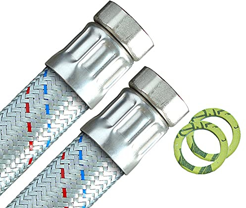 H2O-Flex Panzerschlauch 1 1/4ÜM x 1 1/4ÜM, DN32, Länge 200 cm, Made in Germany | Flexschlauch für Pumpen, Solar und Heizung, Inliner EPDM, Geflecht verzinkt, PN10, montagebereit - inkl. passender Dichtungen