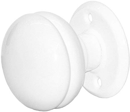 KeyMet Pomello per porta, bianco, maniglia fissa in metallo, distanza tra i fori 62 mm