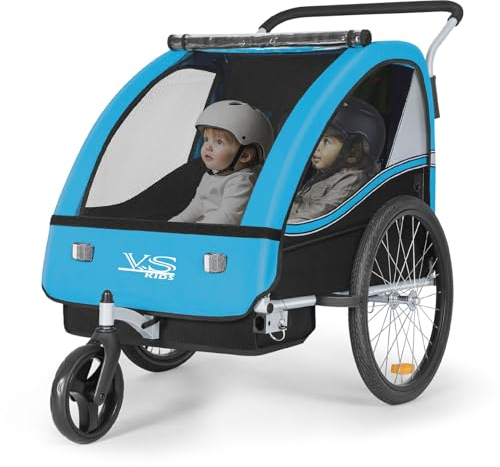 Tiggo VS 2 in 1 Kinderanhänger Fahrradanhänger Anhänger mit Buggy Set Jogger 50202-03 blau