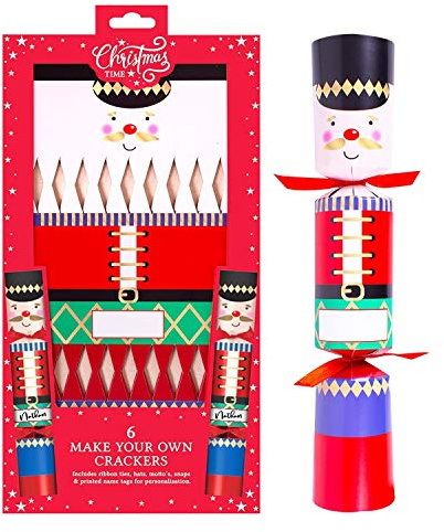 YöL 6 x Make Your Own Christmas Crackers Nutcracker DIY Kit Empty Party Craft