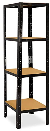 shelfplaza Black 180x60x60cm Schwerlastregal schwarz mit 4 Böden x 175kg | Kellerregal · Lagerregal · Metallregal · Regale für Kellerraum · Steckregal · Abstellraum Regal