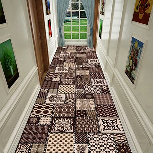 LHYZF Coureurs de Tapis Classiques pour Les escaliers de Couloir, Tapis d'entrée de Hall de rugner Tapis de Couloir d'allége, 1m/1.5m/2m/2.5m/3m/3.5m/4m/4.5m/5m/5.5m/6m - Brown (Size : 80x250cm)