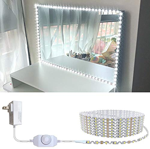 Hont 13ft/4M LED-Schminkspiegelbeleuchtungs-Kit Biegbar KEIN SCHNEIDEN NOTWENDIG Schminkspiegel Garderobe Verstellbarer flexibler Dimmer und Stromversorgung Spiegel nicht im Lieferumfang enthalten