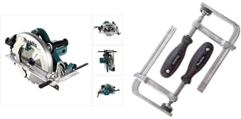 Makita HS0600 Handkreissäge 97 mm & 194385-5 Schraubzwinge 1 Paar (2 Stück), Silber, 5 x 160 mm