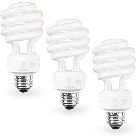 SLEEKLIGHTING E26 Standard Screw Base 23Watt CFL Light Bulb - 3 Pack, 3500 Kelvin for a Warm White and 1600 Lumens (100 Watt Light Bulb Equivalent) - UL Listed