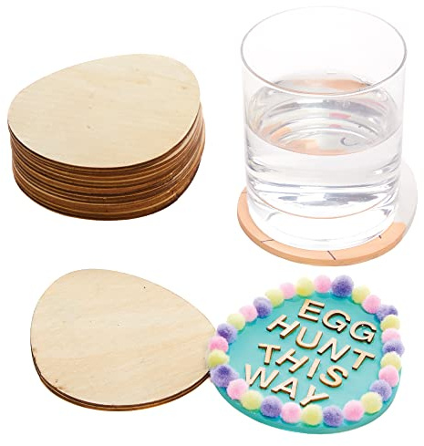 Baker Ross FX504 påskägg träunderlägg – paket med 10, påskhantverk tomma att dekorera