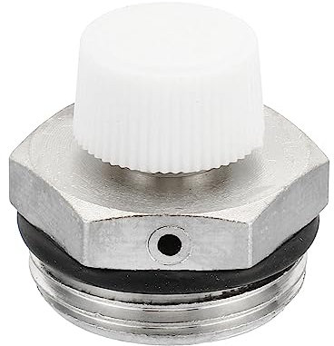 PATIKIL 3/4 BSP Maschio Filettatura Manuale Radiatore Aria Sfiato Valvola, Nichel Placcato Ottone Spina Valvola No Serve Chiave per Radiatore Riscaldatore, Argento Bianco