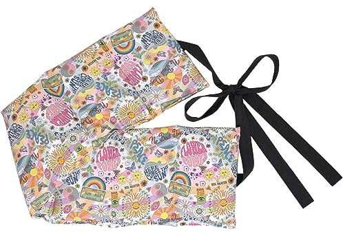 Bio-Dinkelkissen 7-Kammer mit Band, 65x15 Bio-Stoff Flower-Power - Wärme-Gürtel, langes Kissen zum Binden, Rücken