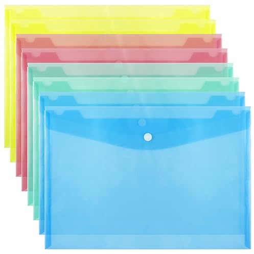 8 Stk Dokumentenmappe Sichttasche Transparent, Dokumententasche A4 Abheftbar, A4 Sammelmappen zum Abheften, Dokumenten Mappen, Brieftaschen Tasche mit druckknopf für Dokument Organisieren