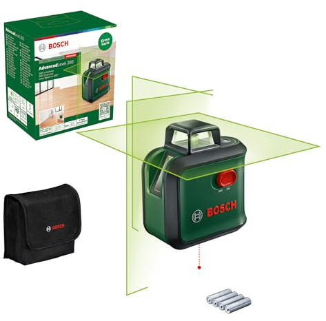Bosch Nivel Láser de Líneas cruzadas AdvancedLevel 360 (3 líneas de láser, incl. 360° para la alineación por toda la estancia, en caja de cartón)