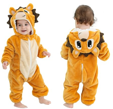 COOKY.D Infantile à Capuche Bébé Combinaison Doux Flanelle Hiver Animaux Cosplay Costume Combinaison pour Bébés Filles Garçons, 24-30 Mois, Hérisson