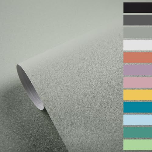 EUNEWR Tapete Klebefolie 40CMx10M, Selbstklebende Klebefolie Abnehmbar Schälen und Kleben, Matt Modern Wandpapier Wandtapete für Wohnzimmer Schlafzimmer Küche Möbel Wand Schrank (hellgrau)