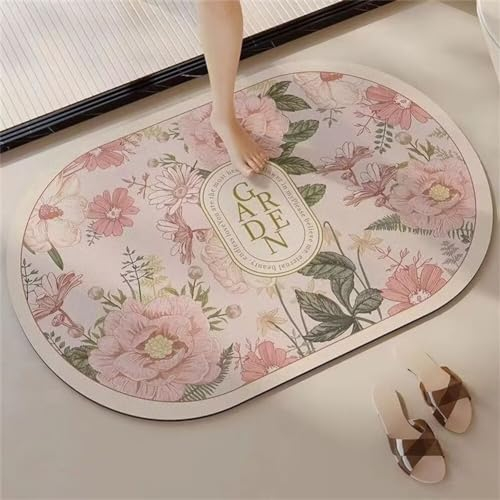 Aoojlo Badezimmerteppich 120x180cm Badematte rutschfest Super Absorbierende Badvorleger Badteppich SaugfäHig Badvorleger Schnelltrocknende Stone Bath Mat, Teppich Beige Badezimmermatte Duschvorleger