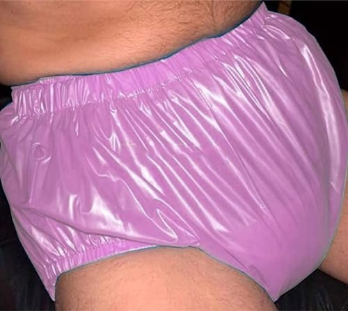 TOVCHEI Plastikhosen Erwachsene Pull on Kunststoffhose Anti-Seiten-Leckage Inkontinenz Sicherheitshose Ruhige wasserdichte Windelbezüge Wiederverwendbar,Rosa,XXL