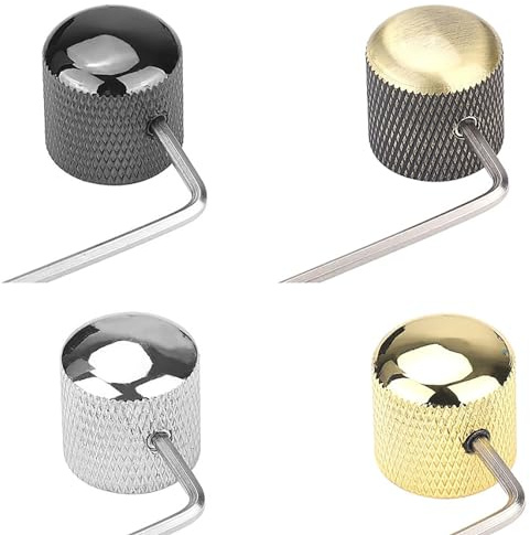 4 SET Lautstärkeregler Knöpfe - Metall Potentiometer 6mm - Gitarre Volume Control Poti Mit Schraubenschlüssel - Schrauben-Set Für E-Gitarre Oder Bass