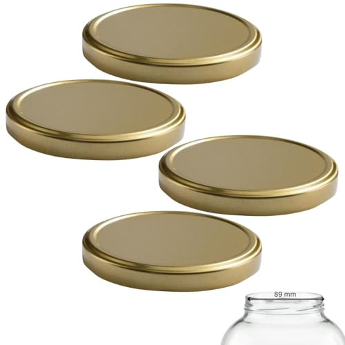 mikken 4 coperchi TO 100/10,3 cm per barattoli di vetro Twist-Off coperchio di ricambio per barattoli grandi, colore oro