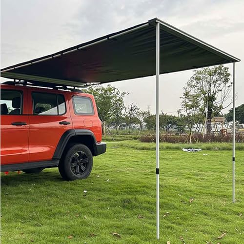 Auto Markise, Schwarze UPF50+ Blocker Camper-Markise für Wohnmobil, Wohnwagen, Wohnmobil, Campingplatz-Überdachung(250 * 300cm/98 * 118in)