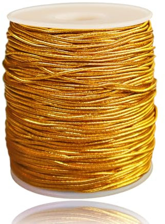 Ewparts Gummiband für Armbänder 1mm 100m Gold elastische Schnur für Armbänder Elastische Schnur für Schmuckherstellung, Armbandherstellung, Halsketten, Perlen und Bastelarbeiten