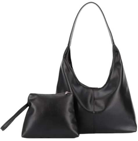 TIAASTAP Einfarbig Handtasche Damen Groß Tote Bag Hobo Bag Handbags Shoulder Bag Vintage Y2K Schultertasche Uni Tasche Tragetasche Gross Umhängetasche Beuteltasche mit kleiner Geldbörse