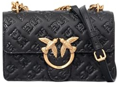 Pinko Borsa love one mini tracolla logo imprimè 100074 A1YB Z99Q BLACK.
