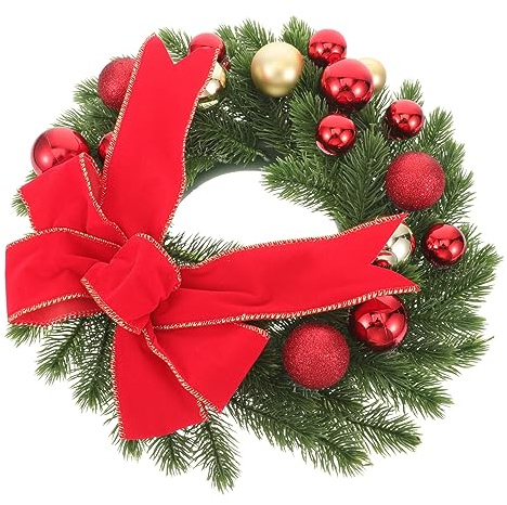 HOLIDYOYO Weihnachtskranz Grünrot Künstlich Hängend Weihnachtsgirlande Türdekoration Fenster Schmuck