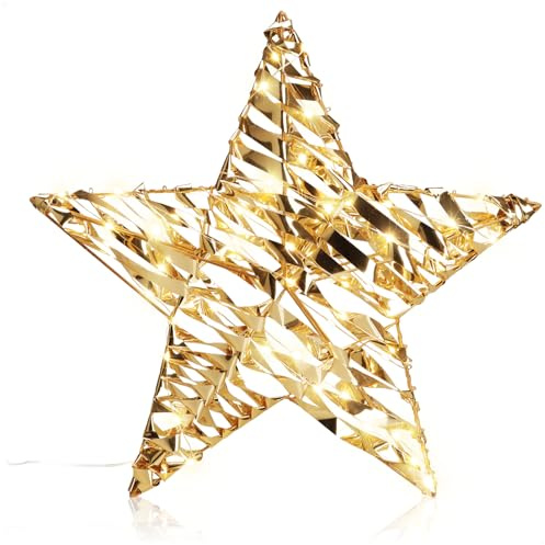 com-four® LED-Stern mit Timer - 40 cm Weihnachtsstern - Deko Leuchtstern mit 60 warmweißen LEDs - Innen-Beleuchtung für Weihnachten