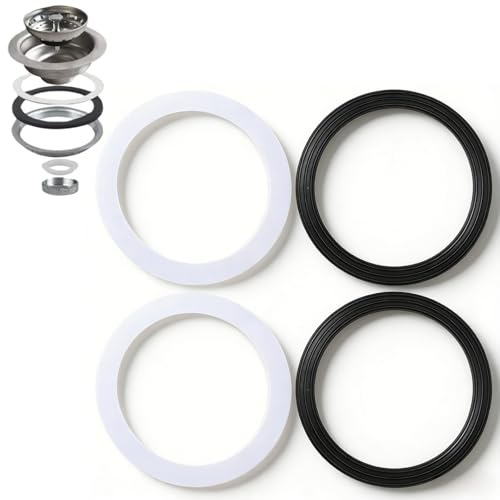 2 Set 110 mm O Ring Seal Washer, Sink Plug Rubber Seal, O Rings Assorted Seal Gasket, Black Rubber and White Sponge Seal Strainer for Tap Washer Basin Kitchen Sink Bathroom Strainers