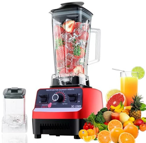 Licuadora de Batidos, licuadora de Alimentos para Cocina, máquina trituradora mezcladora Comercial de Alta Resistencia de 2 litros, licuadora con 2 recipientes, para Batidos, trituración de Hielo