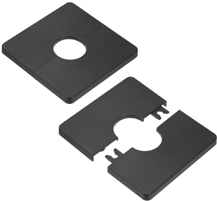 M METERXITY 2-Pack Flangia Divisa Da Parete, Per Tubo Con Diametro Esterno 1 Pollice/25mm Piastra Di Copertura ABS Quadrata Autoadesiva Piastre Di Copertura [Nero]